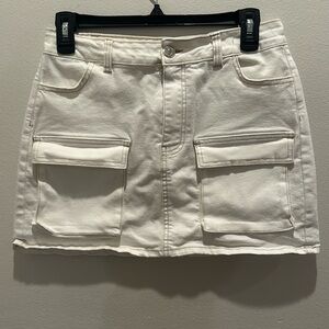 White mini cargo skirt